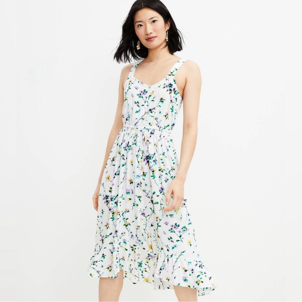 LOFT FLORAL MIDI DRESS. Size 6